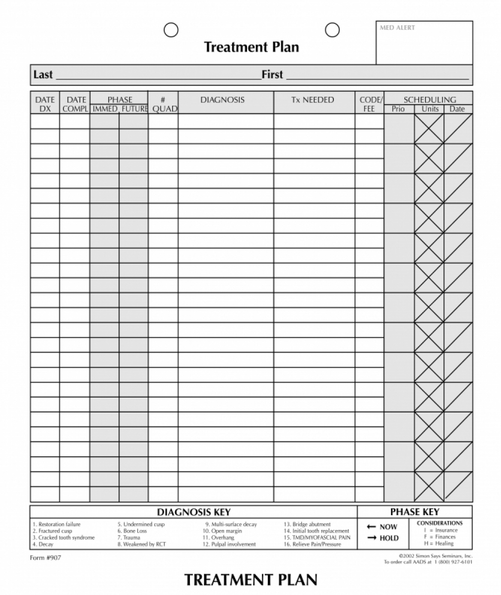 Dental Form Treatment Plan 100 36 RS 907 Accessories Miscellaneous AADS Office Solutions