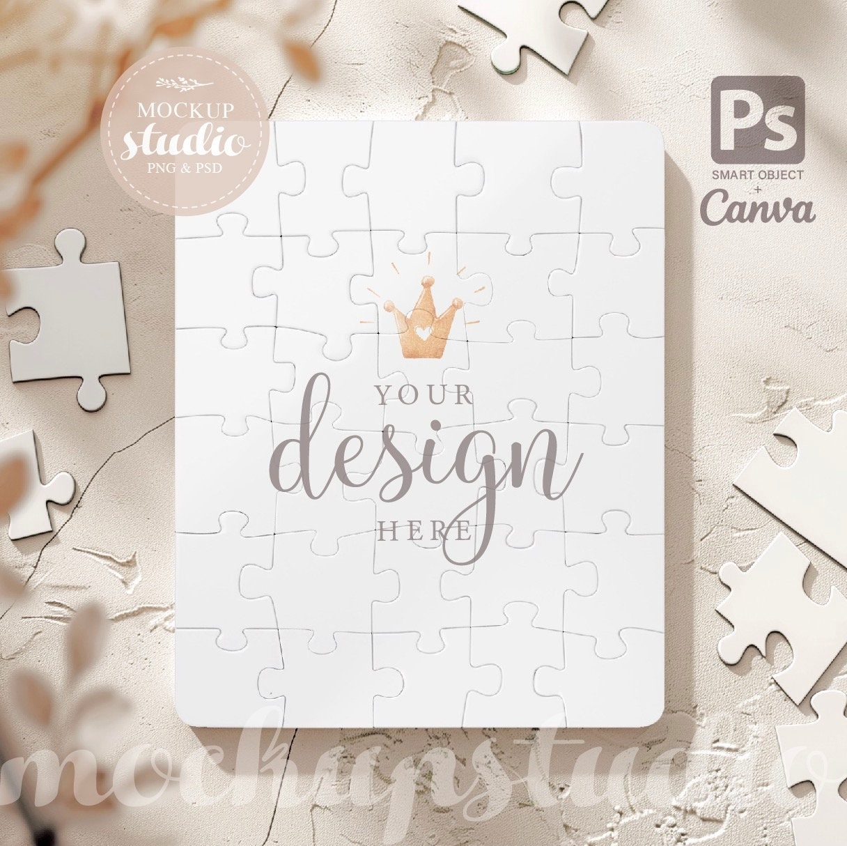 Digital Kids Puzzle MOCKUP PSD Smart Object 30 Piece Children s 