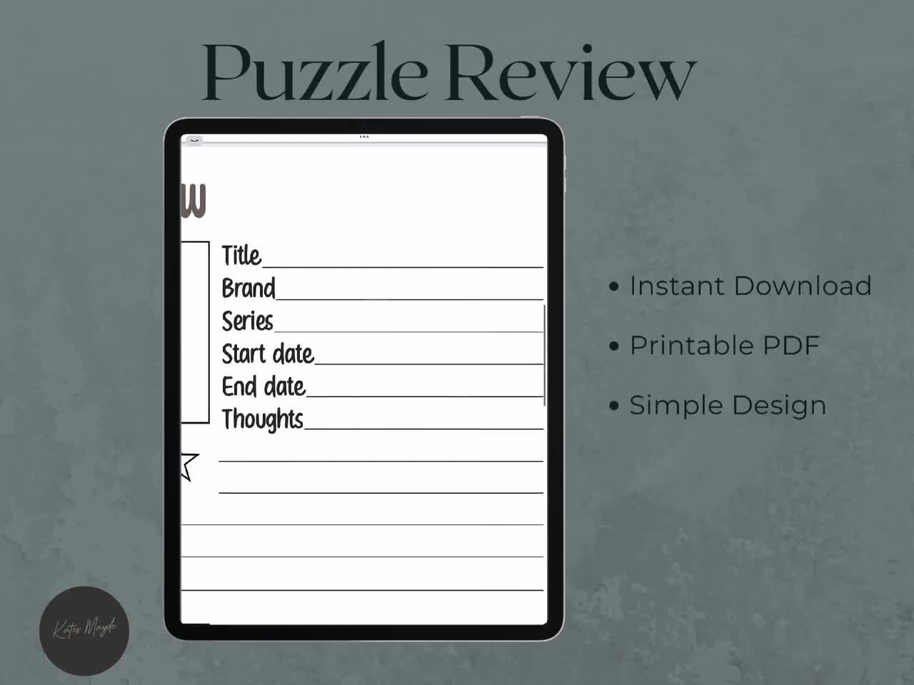 review puzzle template