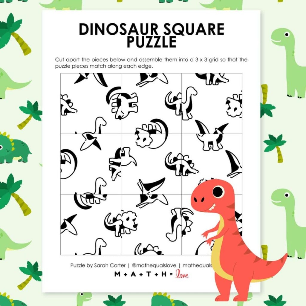 Dinosaur Square Edge Matching Puzzle Math U003d Love