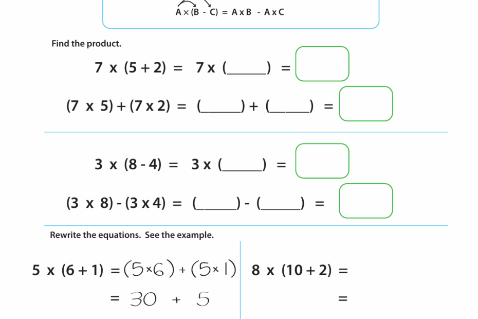 Distributive Property Multiplication Worksheet
