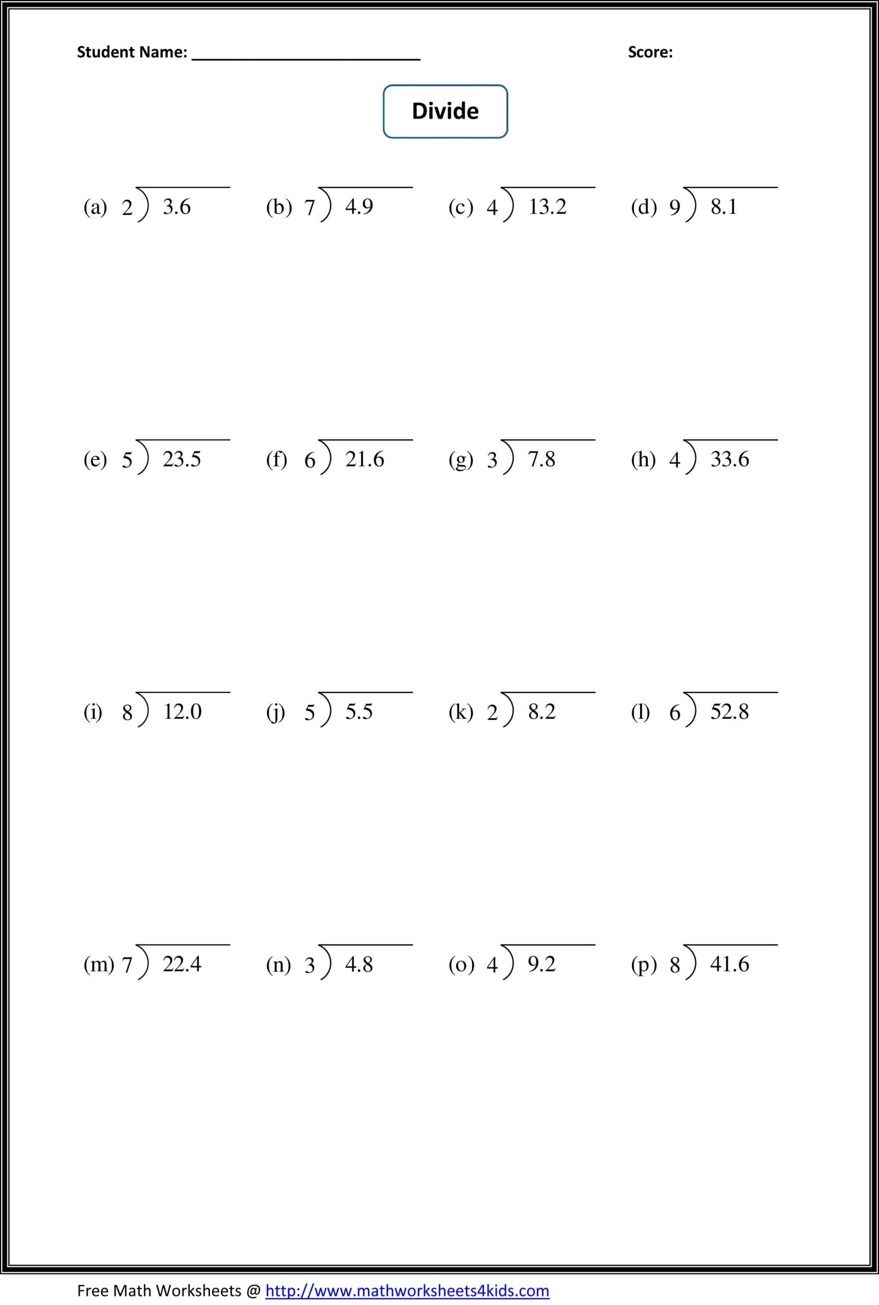 dividing decimals with decimals worksheet