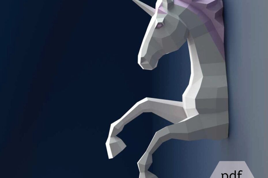 DIY 3D Galloping Unicorn Papercraft Template Printable Birthday Gift 3D Puzzle Wall Decor For Craft Room Home Office And Kids Bedroom Etsy