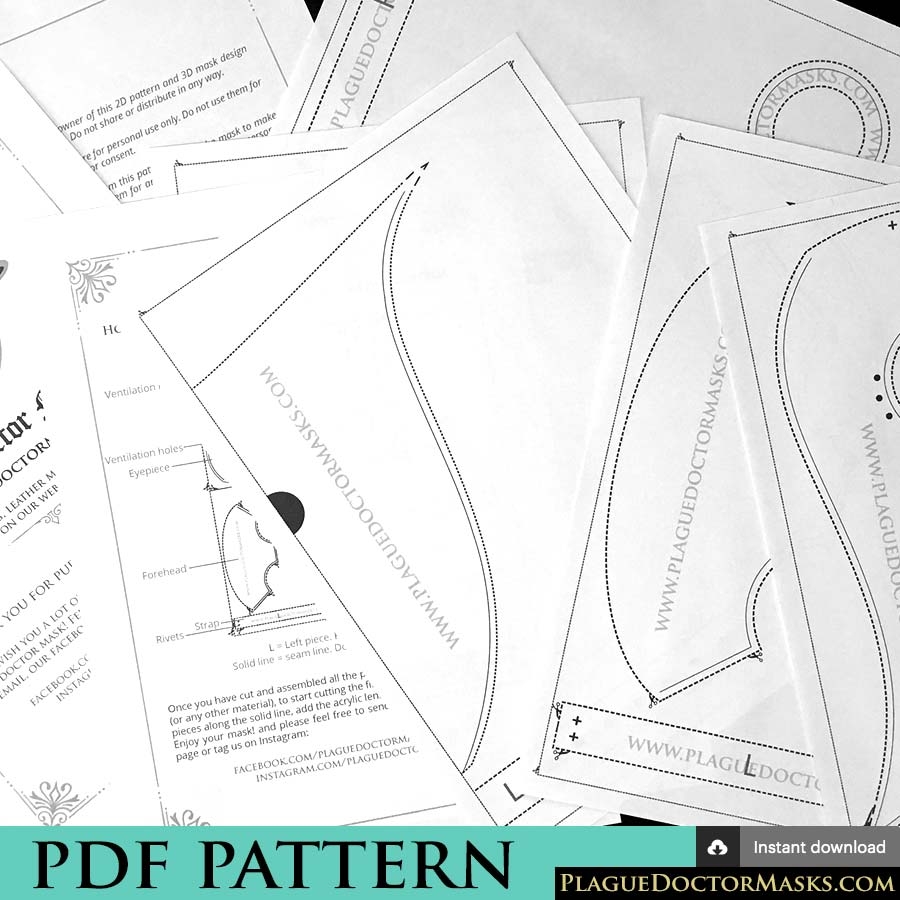DIY Plague Doctor Mask Pattern Template With Instructions PDF 