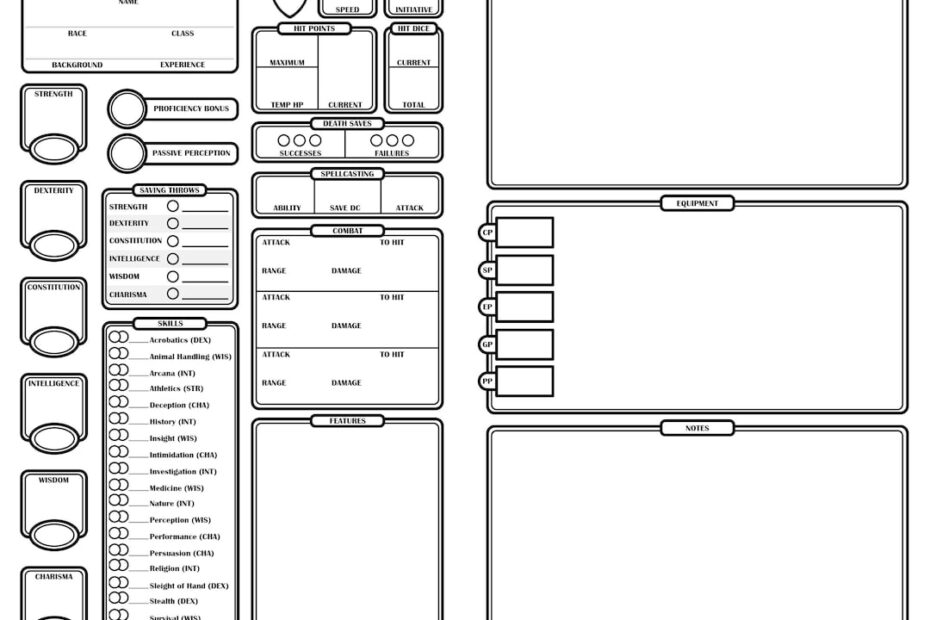 Dnd 5E Character Sheet Compact Half Sheet Etsy