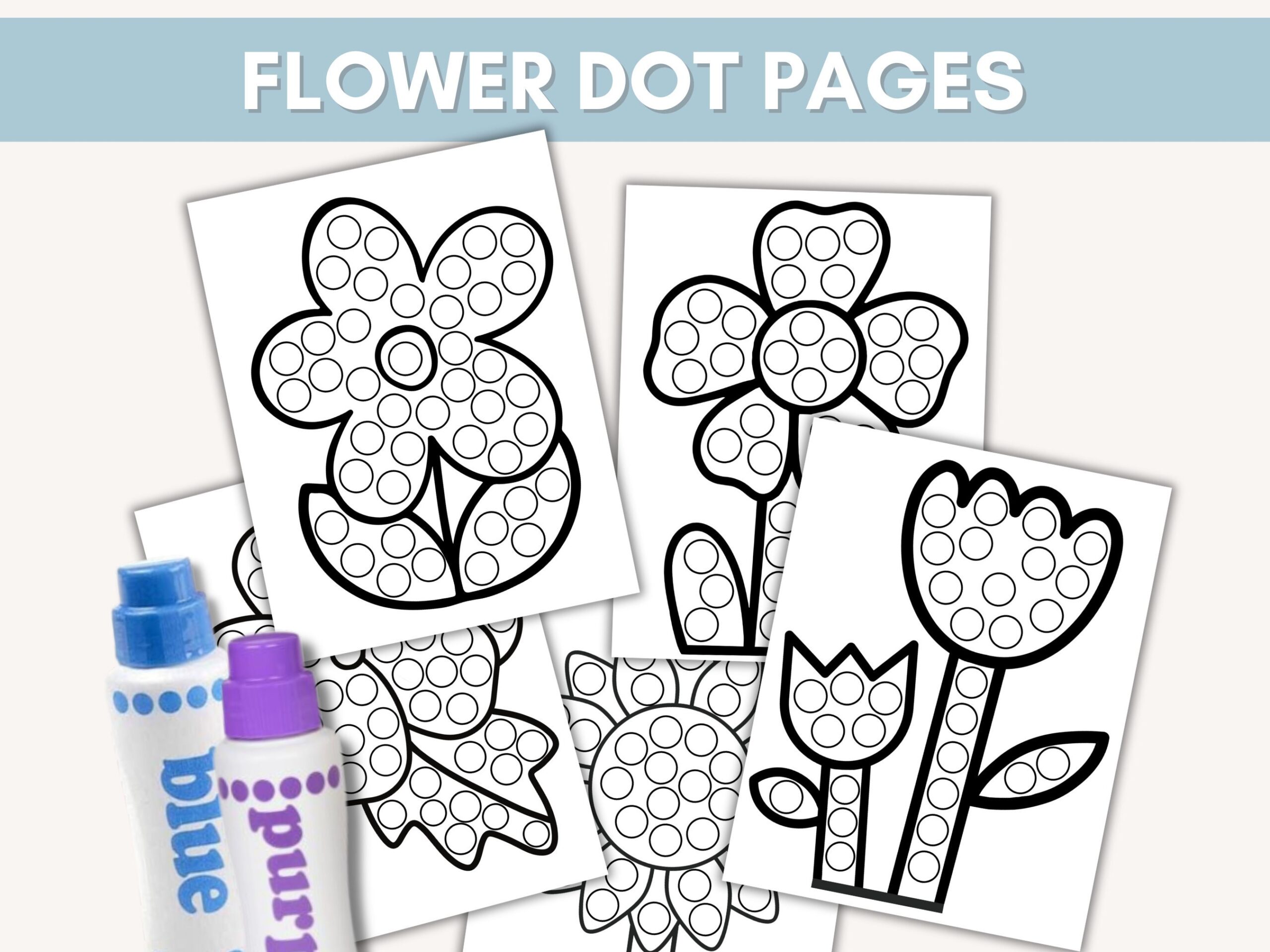 Do A Dot Printables Dot Marker Pages Dot Coloring Page Dot A Dot Printable Dot Marker Flower Preschool Art Etsy