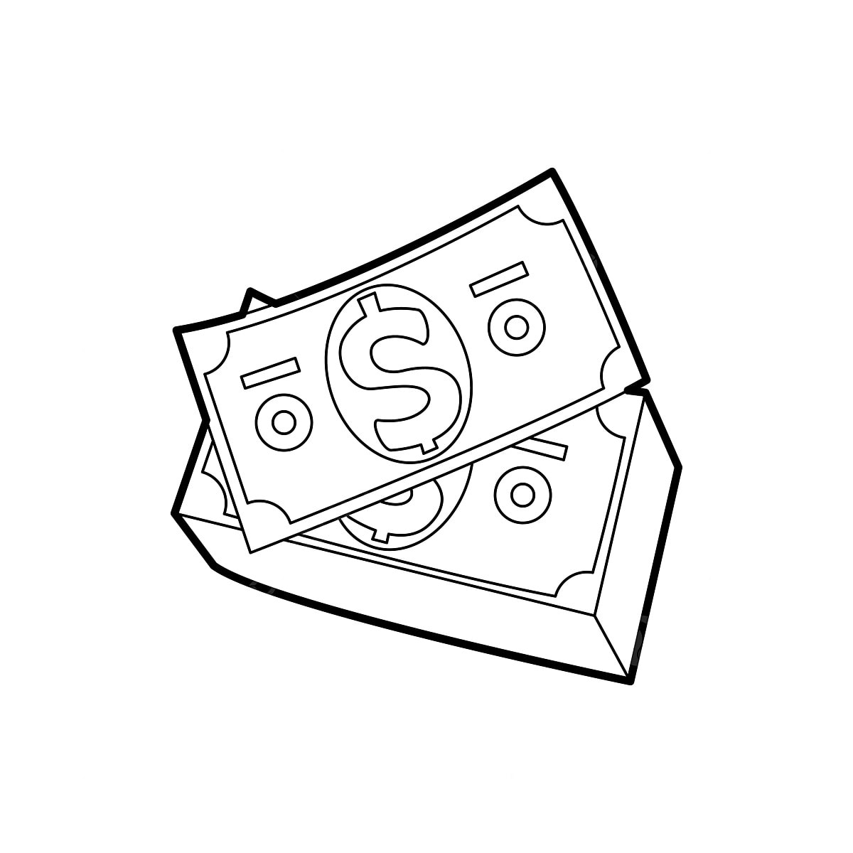 Dollar Bills Icon In Outline Style Doll Drawing Dollar Bill Drawing Dollar Drawing PNG And Vector With Transparent Background For Free Download
