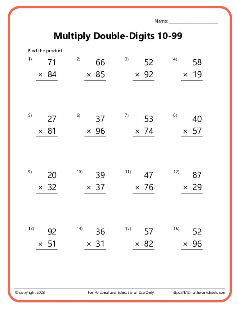 double digit fraction multiplication worksheet 5th