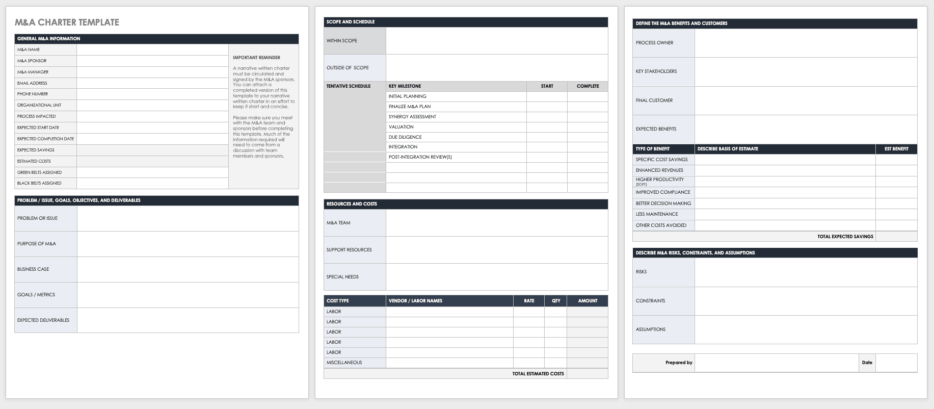 Download Free Mu0026A Templates Smartsheet