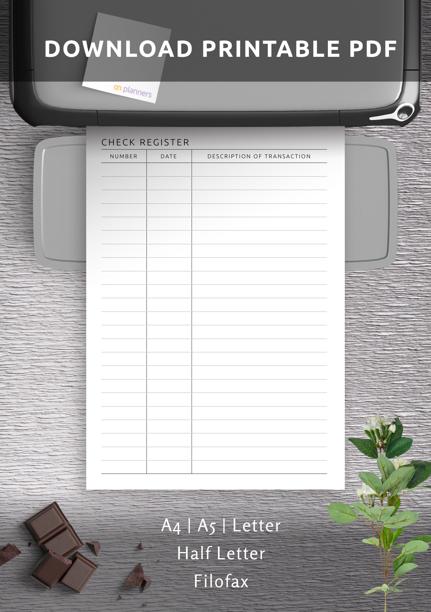 checkbook register template printable