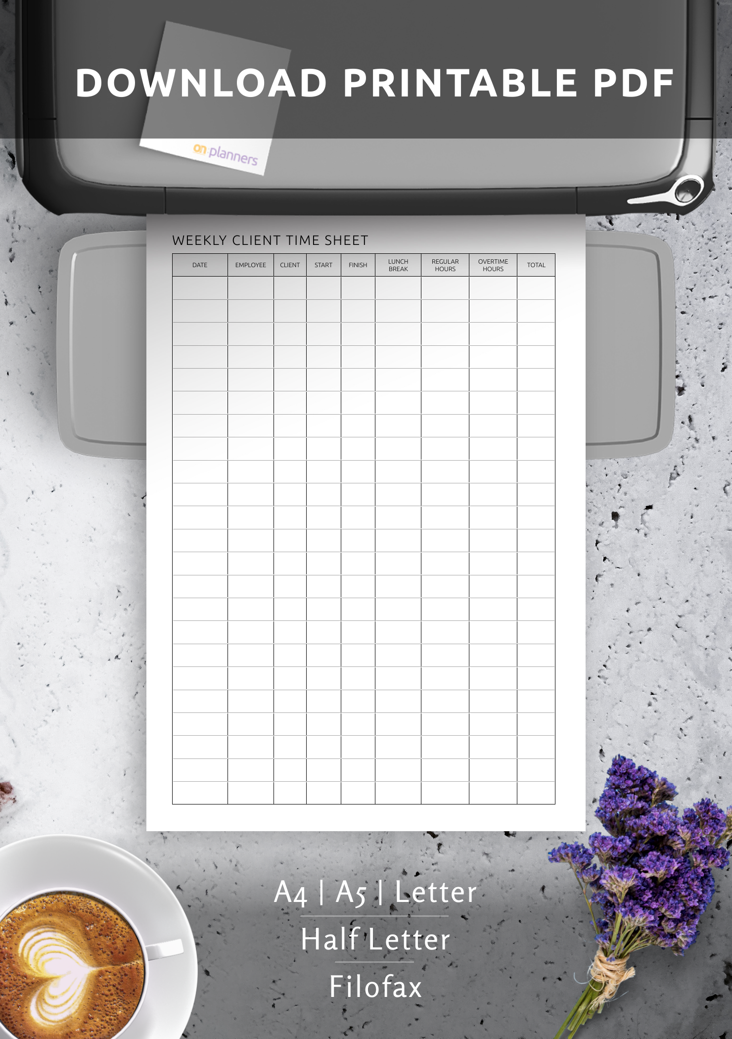 Download Printable Weekly Client Time Sheet Template PDF