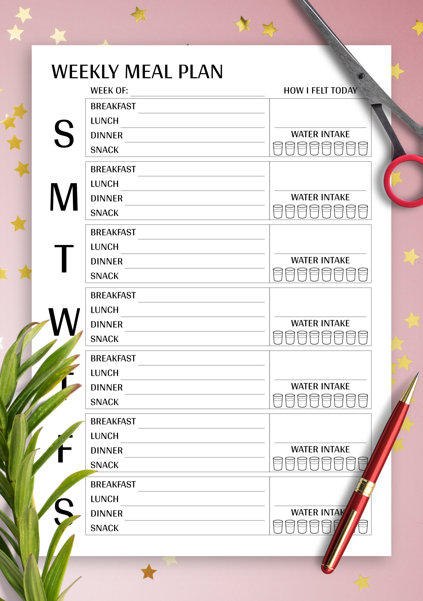 printable meal planner template