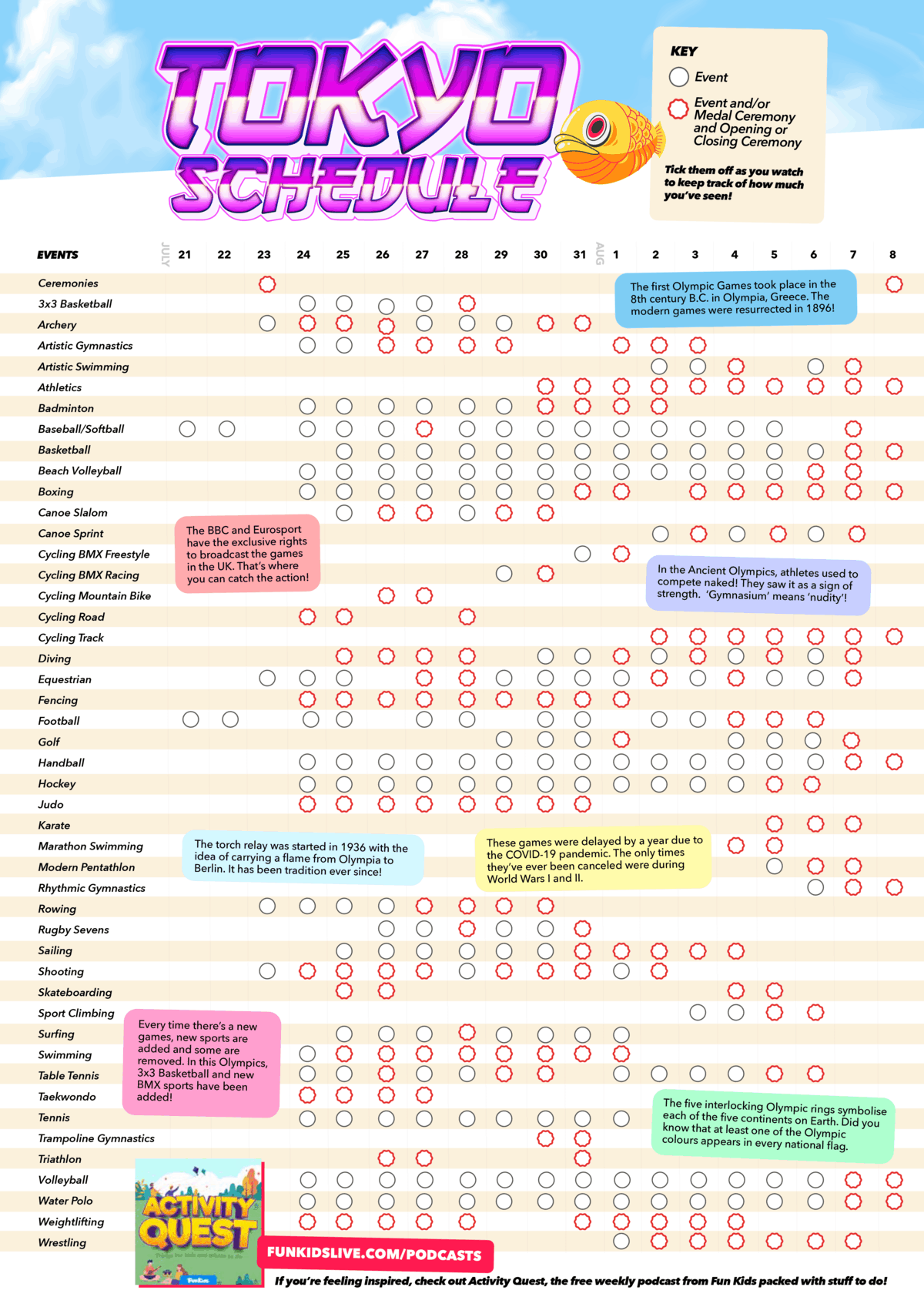 Download The Full Tokyo 2020 Olympic Schedule Print It Out And 