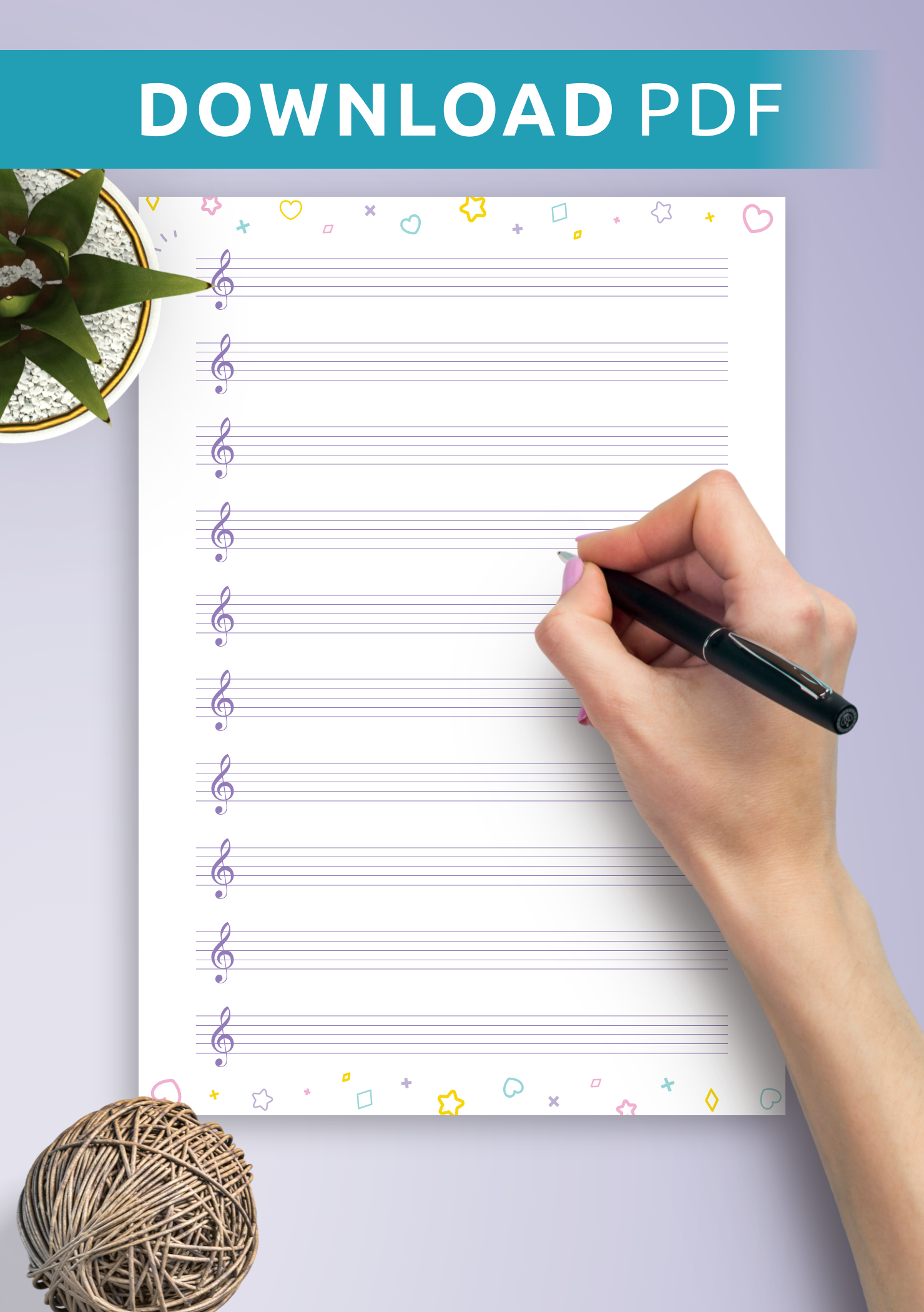 Download Treble Clef Staff Paper Printable Blank Music Sheet 