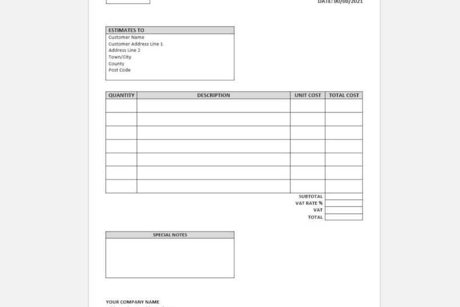 Downloadable Quote Template Printable Template Business Form Simple Quote Estimates Template Quotation Form Easy To Use Simple Etsy