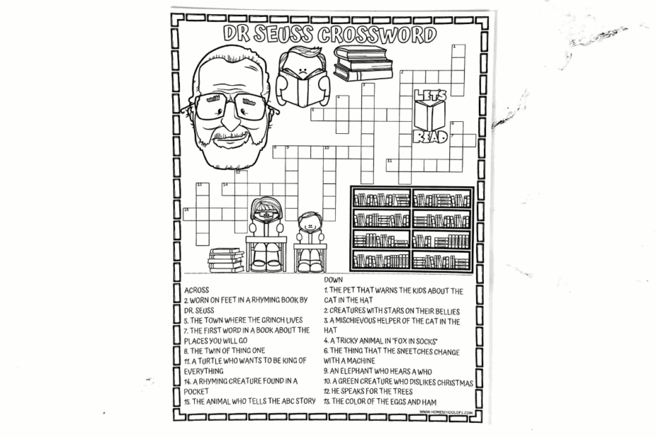 Dr Seuss Crossword Puzzle Free Printable