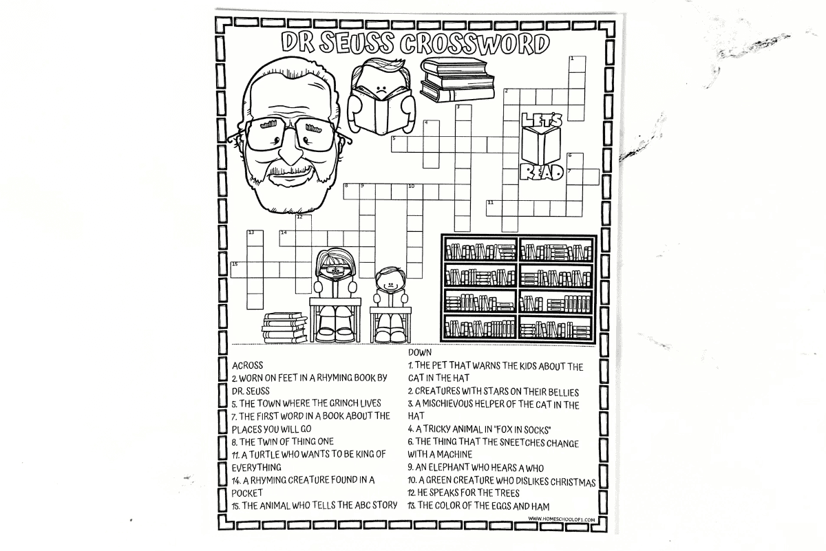 Dr Seuss Crossword Puzzle Free Printable 