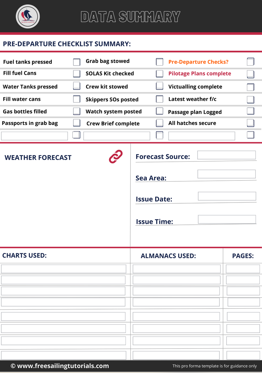 Dynamic Passage Planning PDF Template For Sailors