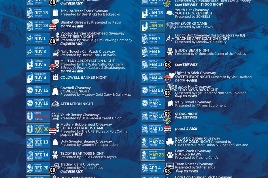 Eagles Announce 2024 25 Promotional Schedule Colorado Eagles