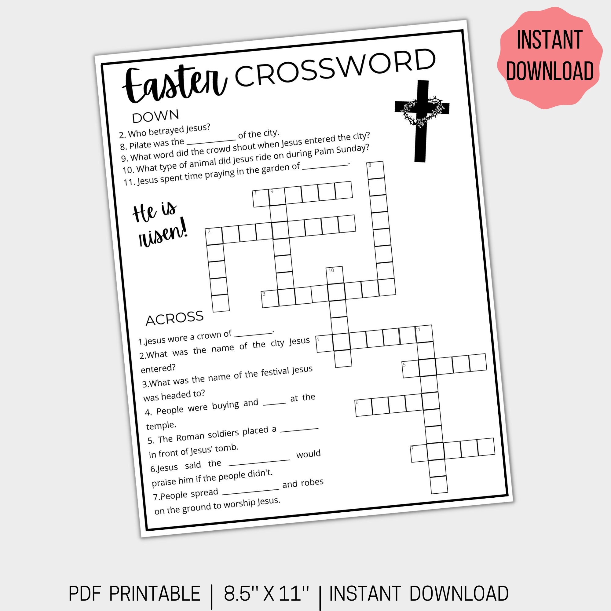 Easter Crossword Puzzle Printable Easter Printable Activity 