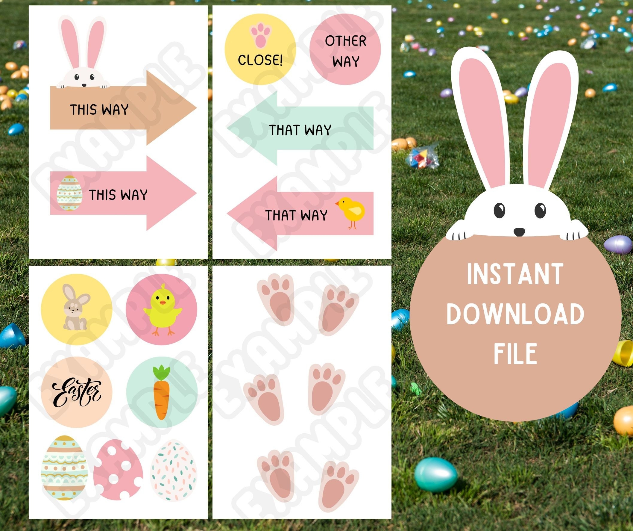 Easter Decorations Printable Template Easter Bunny Footprints Printable Easter Gifts For Kids Easter Bunny Printable Easter Egg Printable Etsy