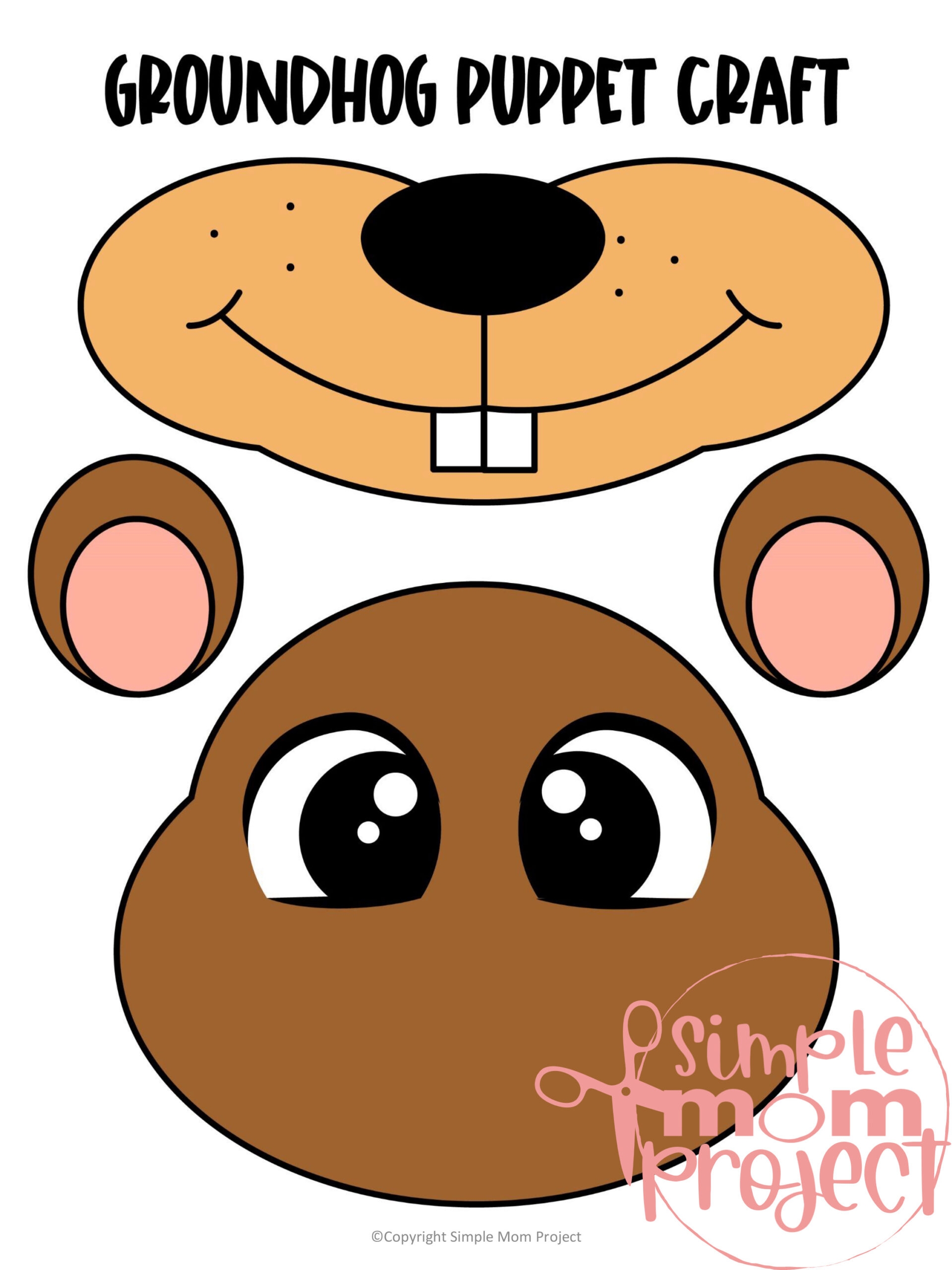 Easy And Fun Groundhog Paper Bag Puppet Craft Instant Printable Template