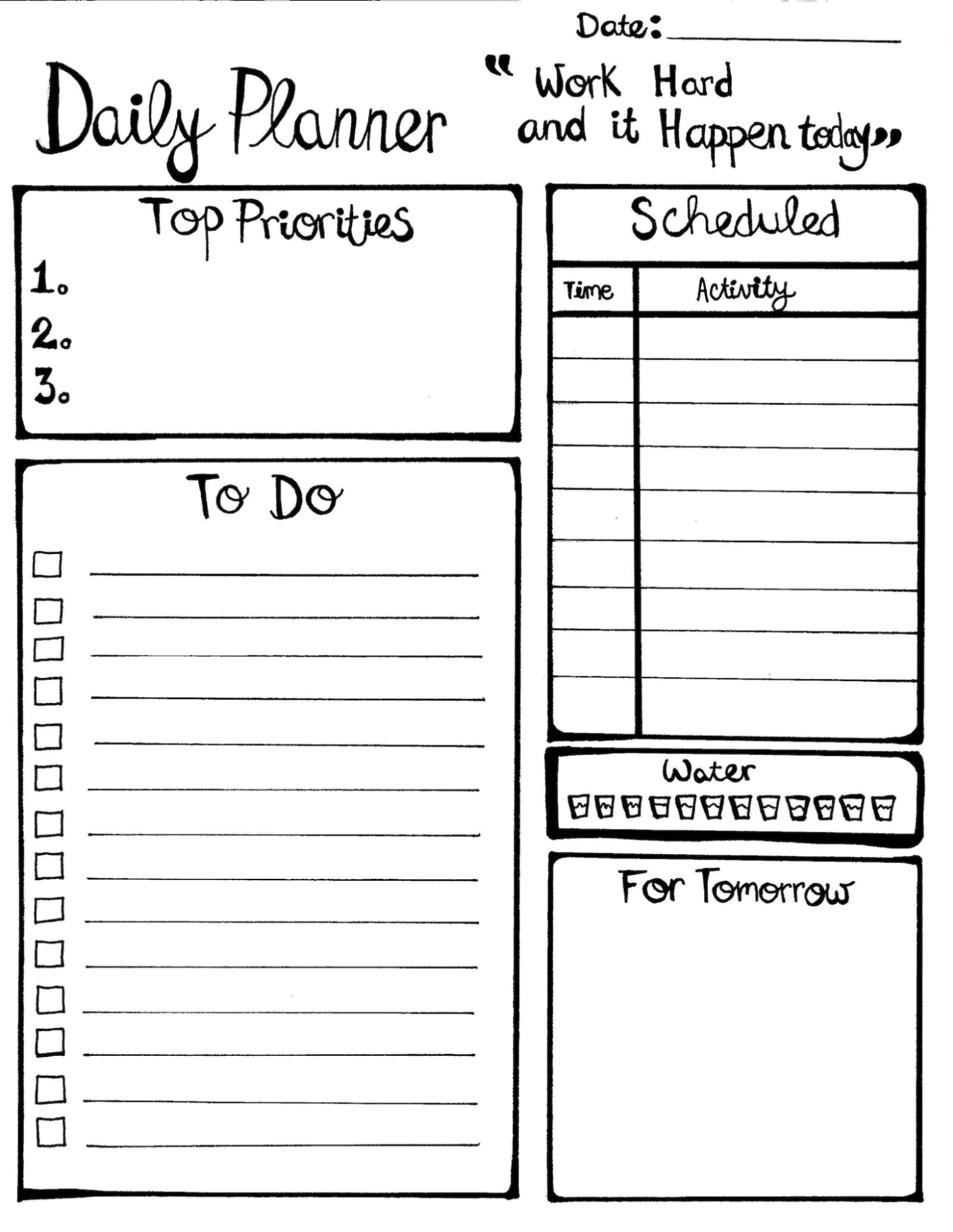 day work schedule template