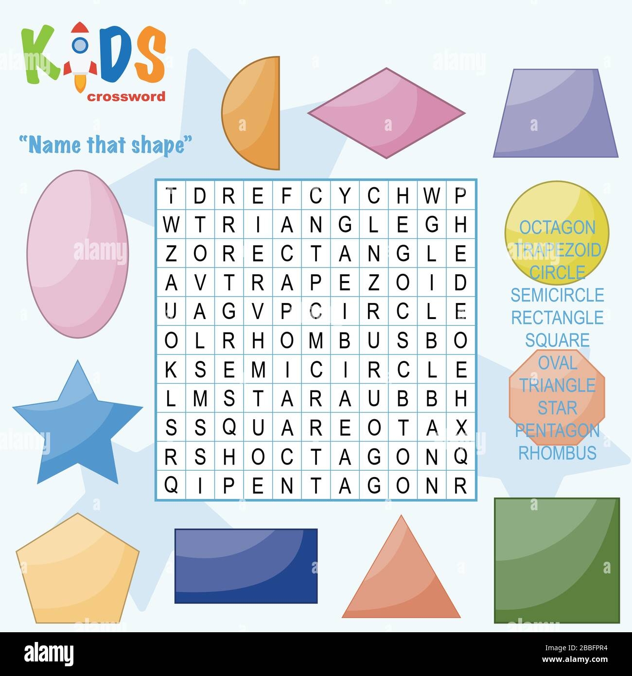 Easy Word Search Crossword Puzzle Name That Shape For Children In Elementary And Middle School Fun Way To Practice Language Comprehension And Expa Stock Vector Image U0026 Art Alamy