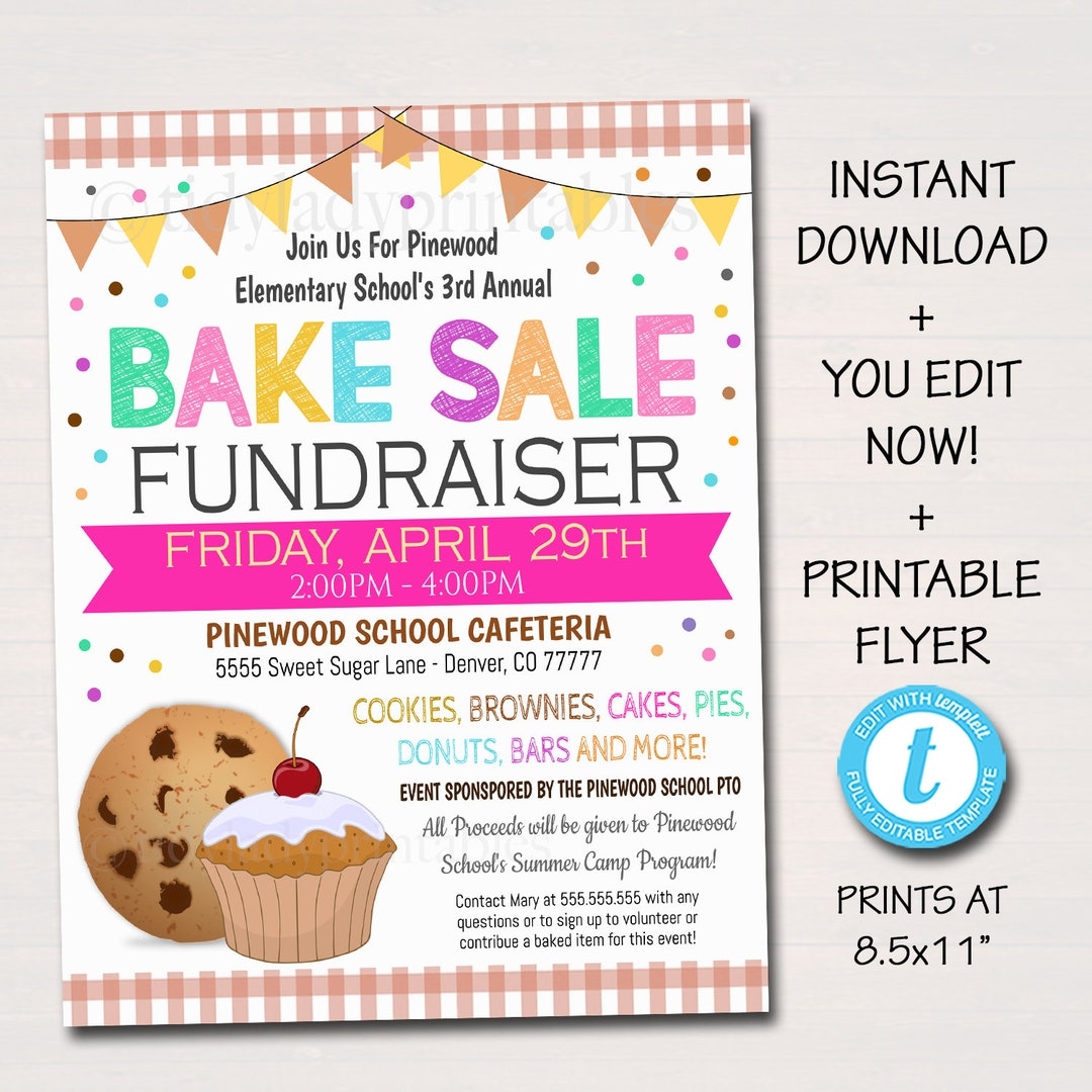 free printable bake sale flyer templates