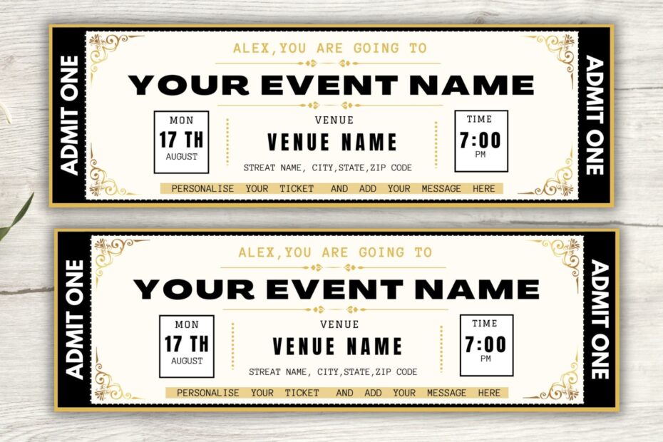 Editable Event Ticket Template Printable Ticket Gift Ticket