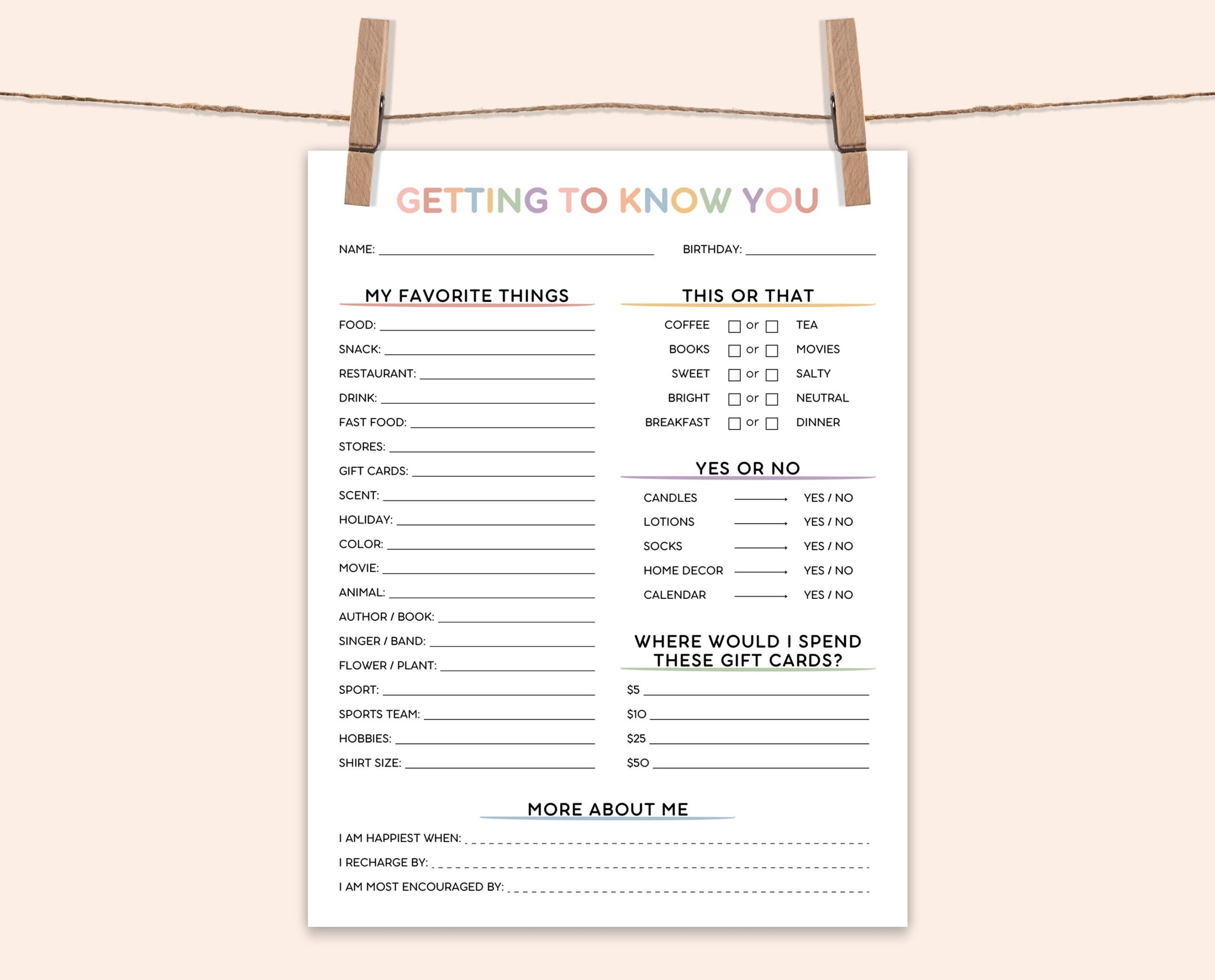 Editable Get To Know You Printable Get To Know My Team Getting 