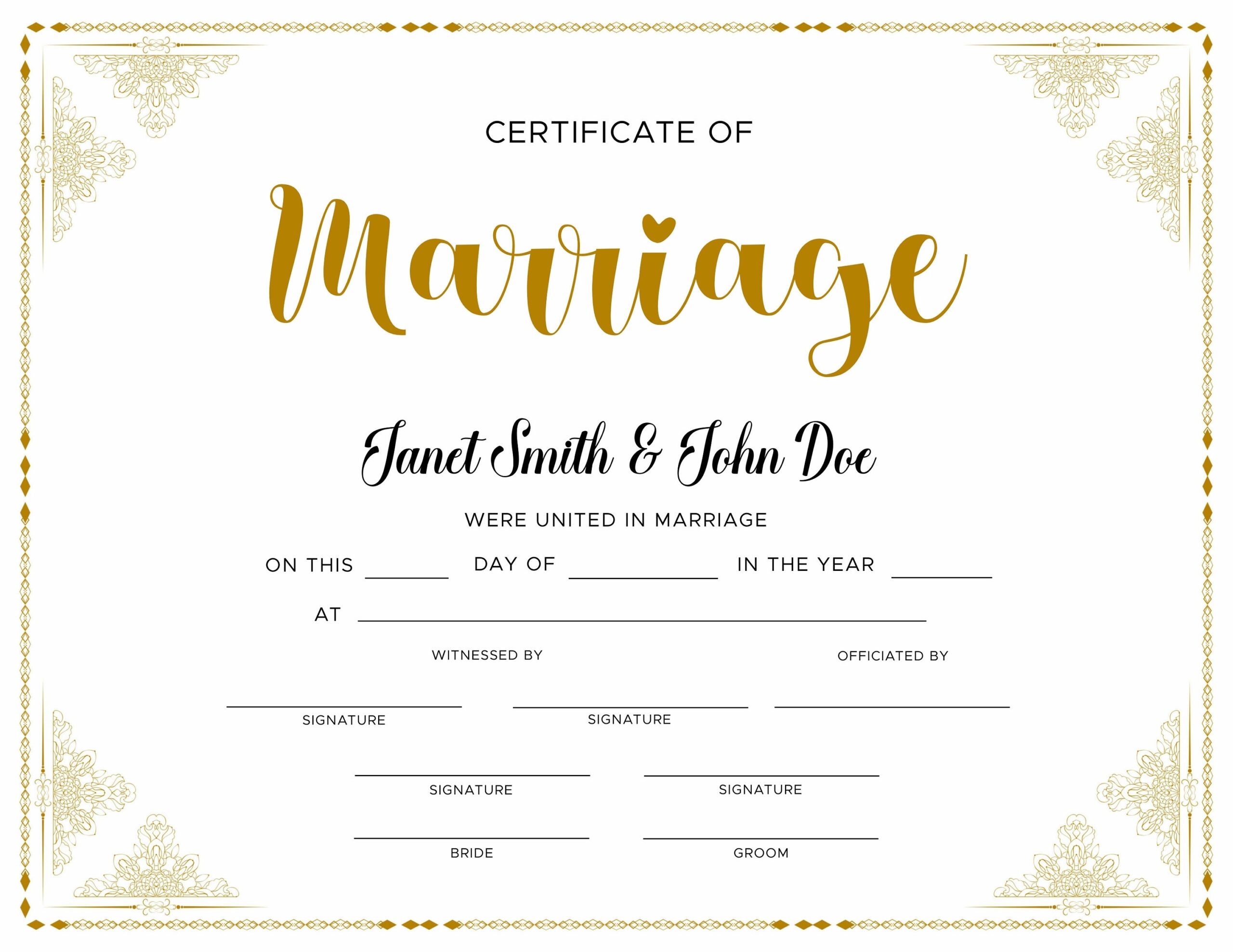Editable Marriage Certificate Editable Printable Wedding Certificate Template Elegant Certificate Of Marriage 