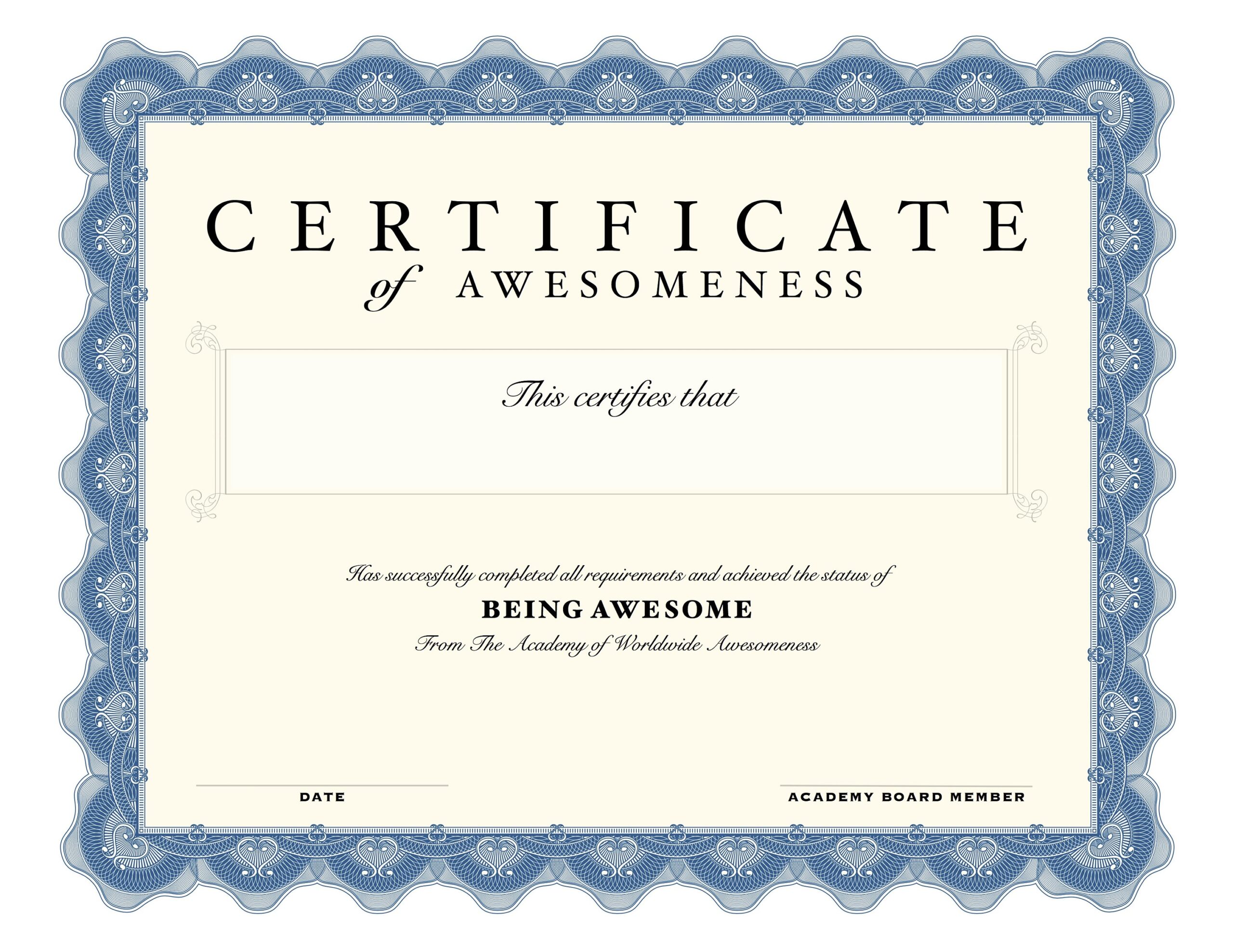 Editable Printable Certificates Certificate Of Awesomeness Instant Download Certificate Award Someone Special With This Great Gift Etsy UK