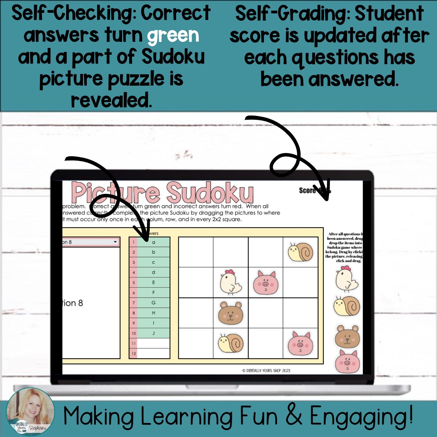 Editable Self Checking Task Card Template Digital Activity Picture 
