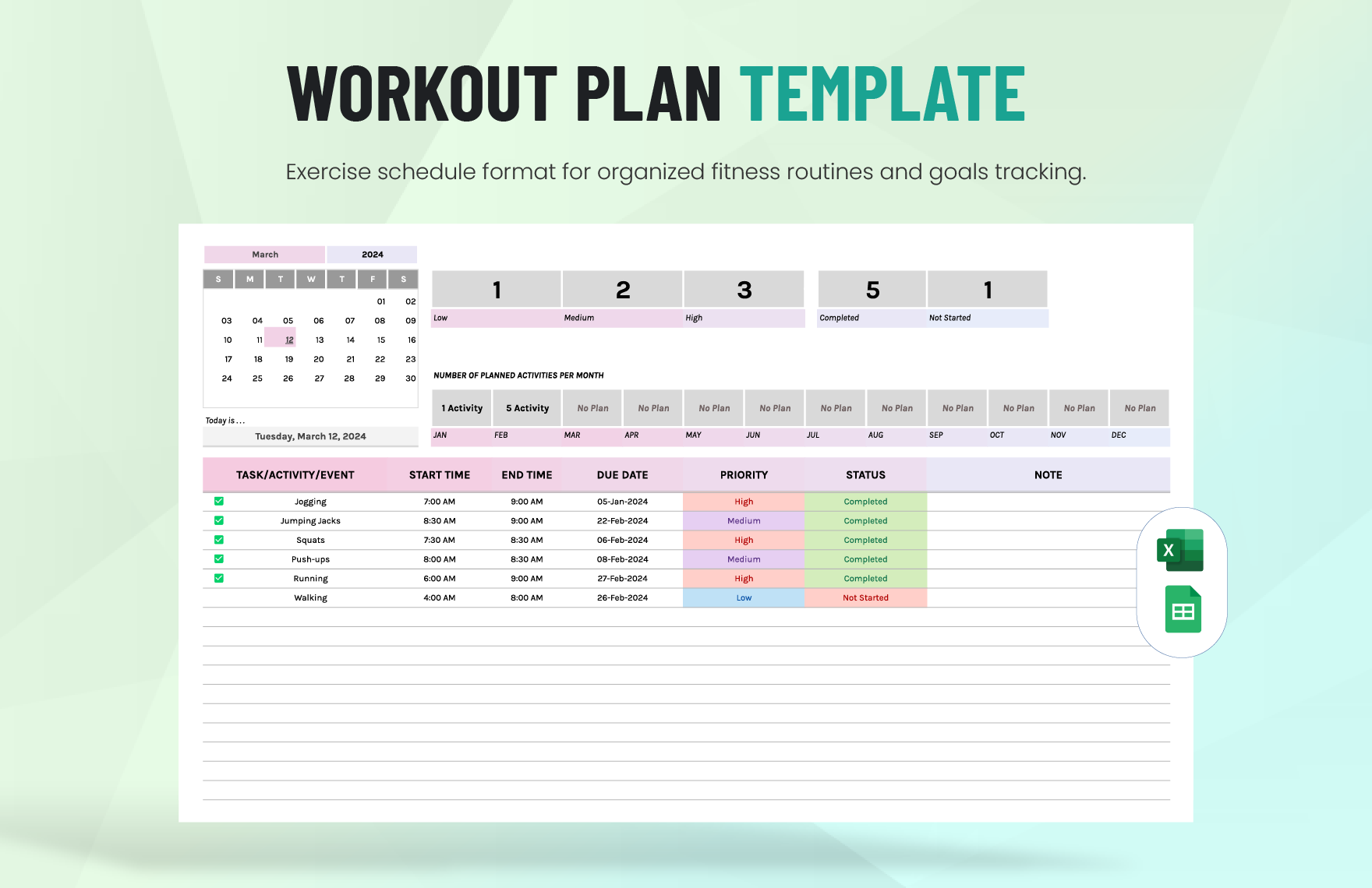 Editable Workout Templates In Google Sheets To Download