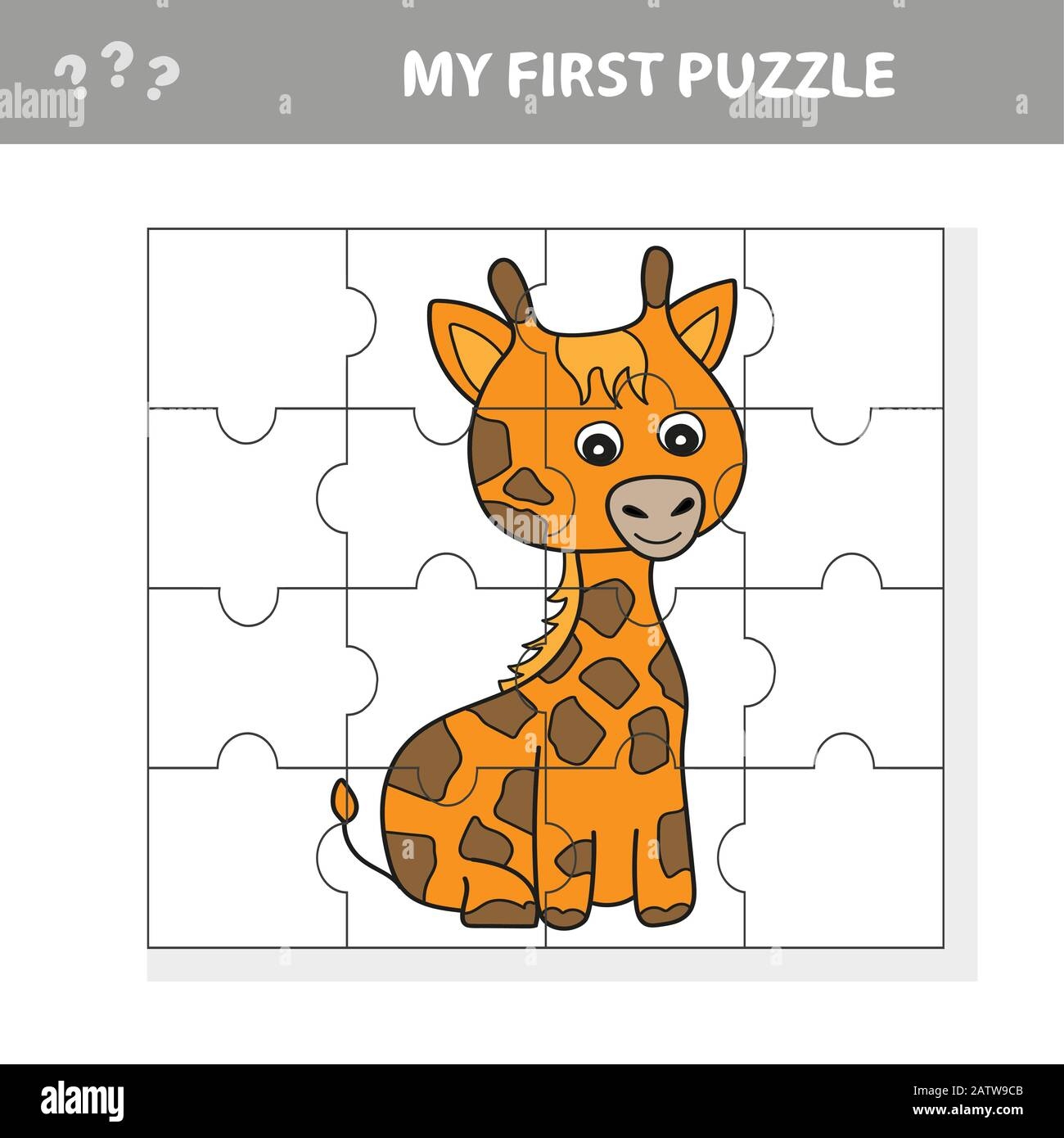 Education Paper Game For Children Giraffe Create The Image My First Puzzle For Kids Stock Vector Image U0026 Art Alamy