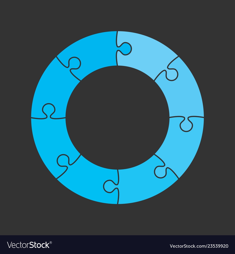 Eight Pieces Puzzle Circle Of Infographic Jigsaw Vector Image
