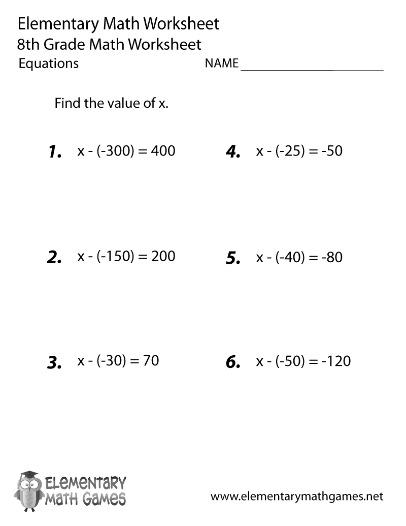 8th grade math review worksheets