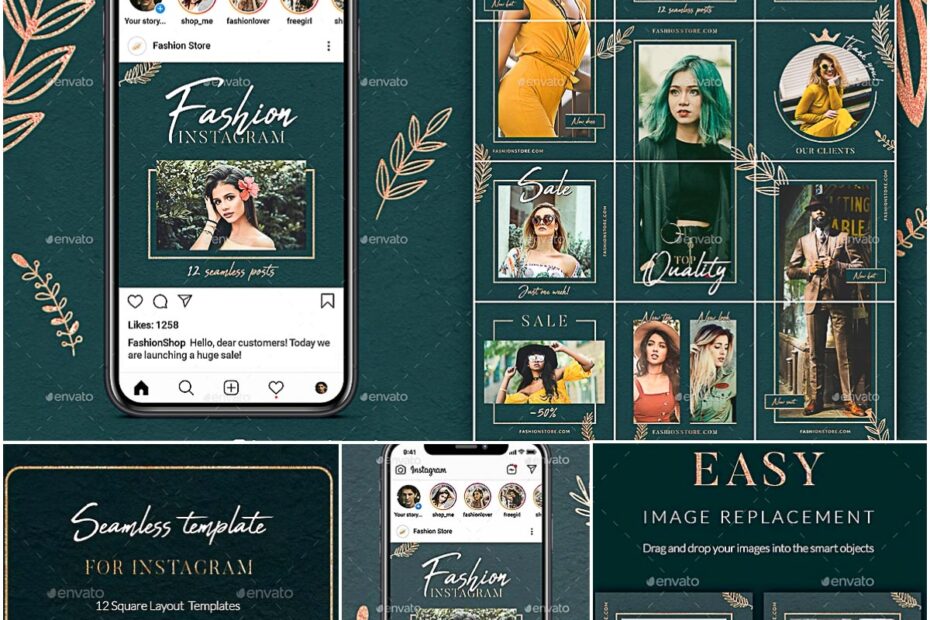 Elegant Fashion Instagram Puzzle Template Free Download