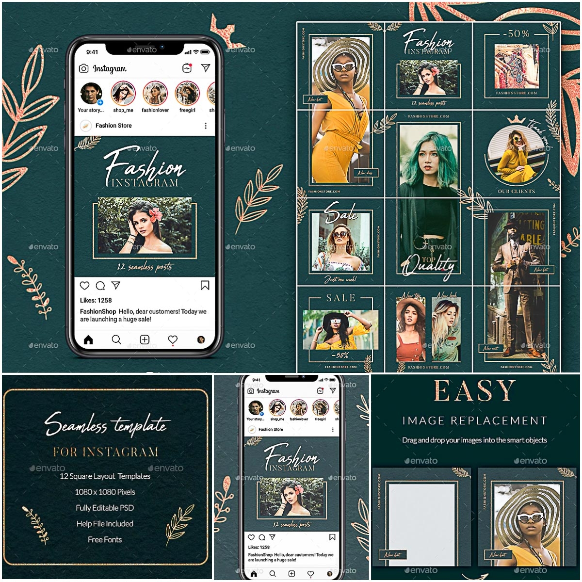 Elegant Fashion Instagram Puzzle Template Free Download