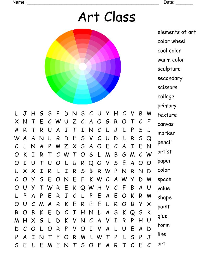elements of art color worksheet