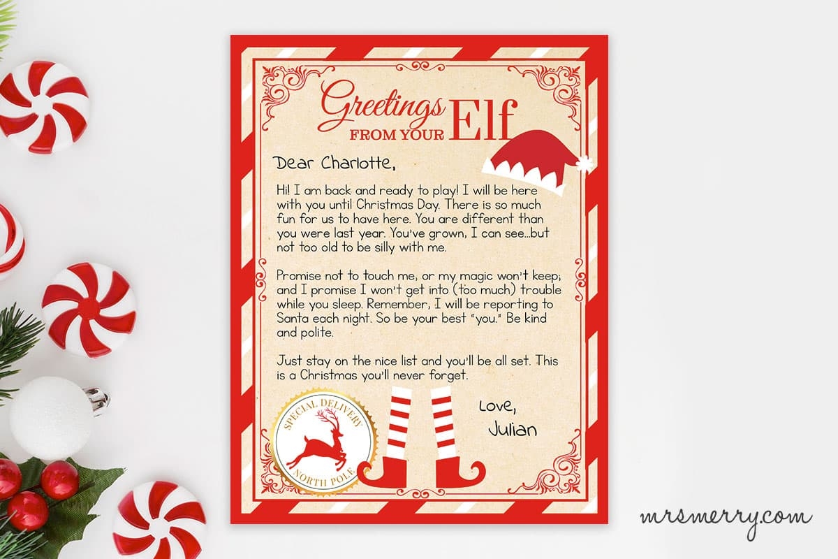elf on the shelf paper printable