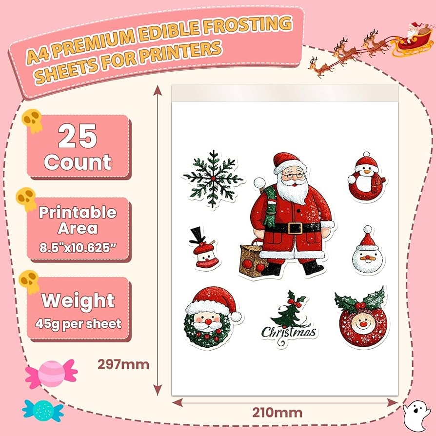 ELFLUENT 25 Count Edible Paper A4 11 7