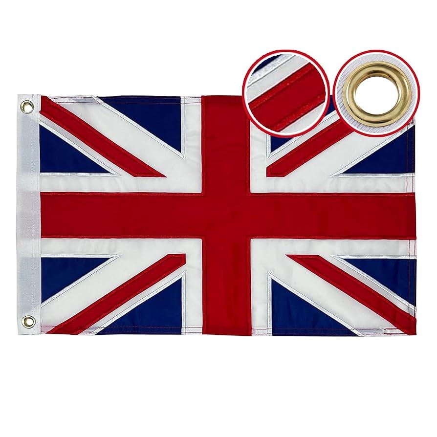 Embroidered British Flag 12x18 Inches Small UK Union Jack Flags For Boat Car UTV Vivid Color Outdoor Flag Of England With 2 Brass Grommets