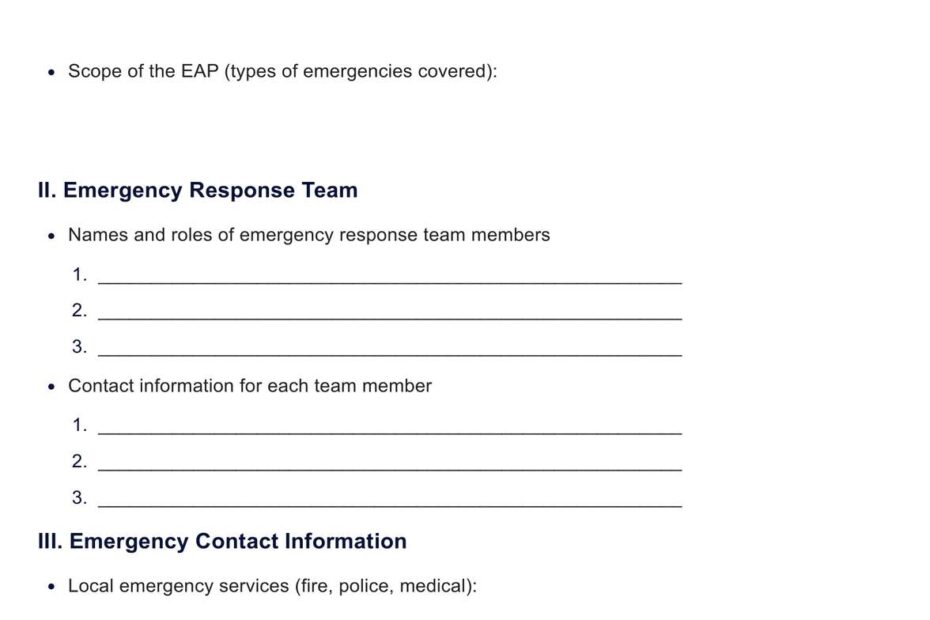 Emergency Action Plan Template U0026 Example Free PDF Download