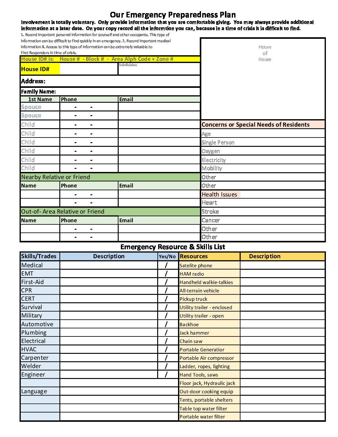 Emergency Preparedness Plan OEPP Emergency Resource Skills List ERSL Ivins City