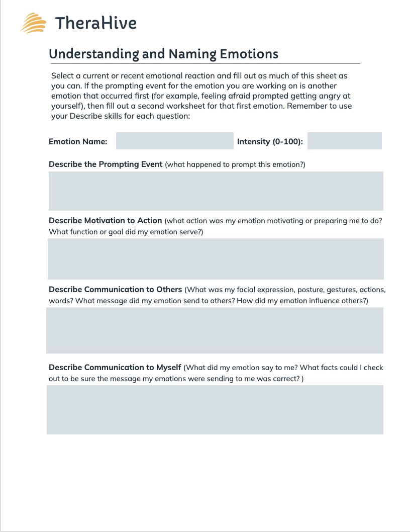 mood regulation worksheets