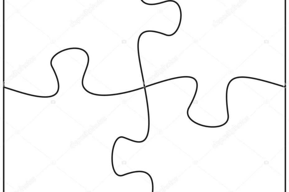 Empat Jigsaw Template Potongan 4 Potongan Teka teki Terhubung Bersama Vektor Stok Oleh chipus82 332409110