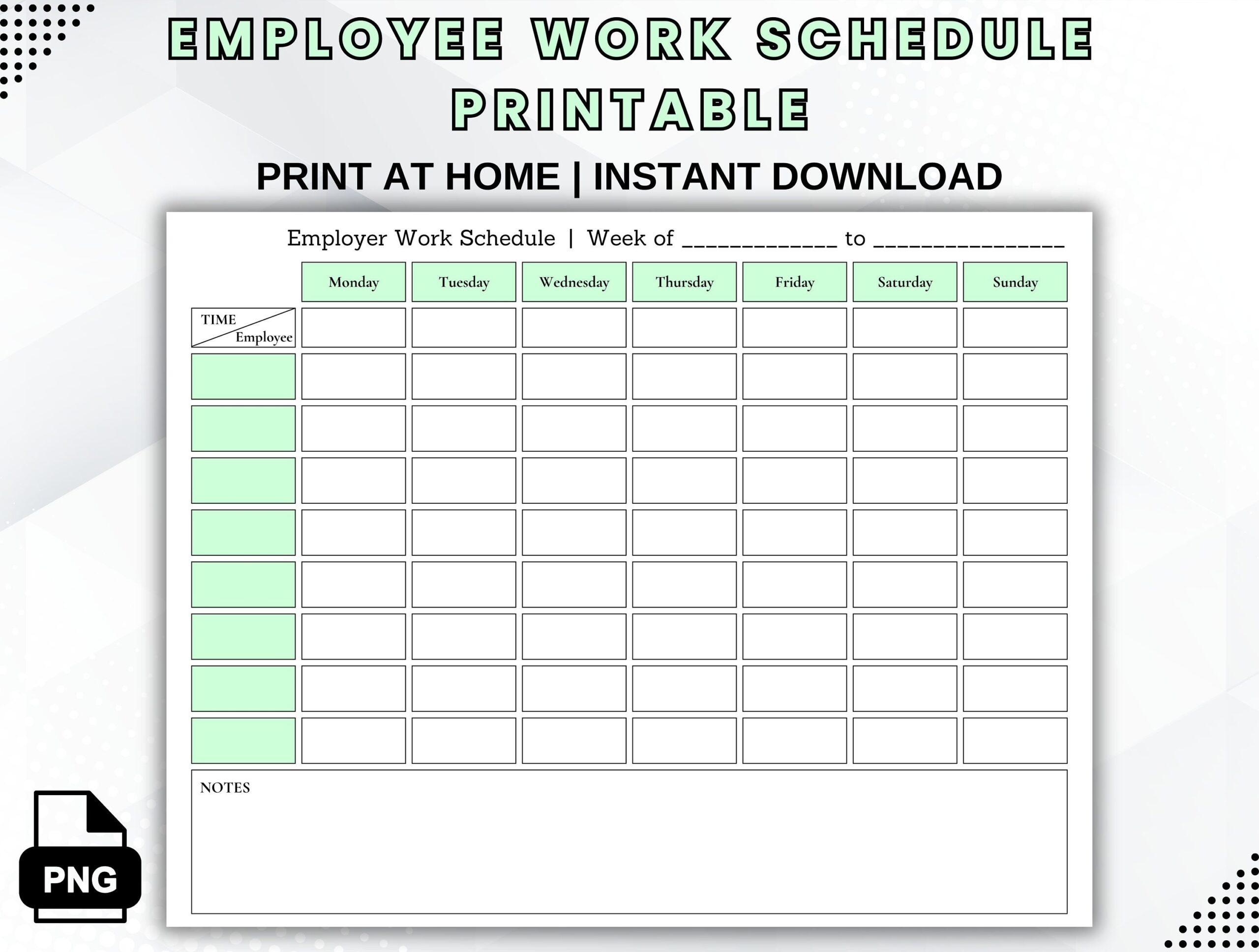 Employee Work Schedule Printable Weekly Schedule Template 