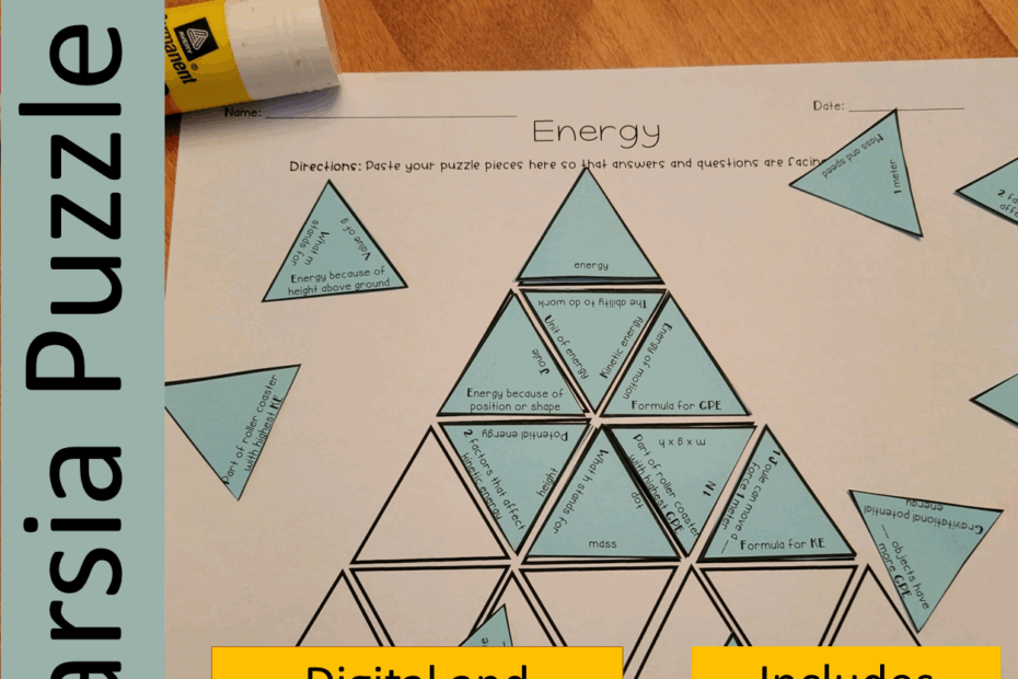 Energy Tarsia Puzzle In Digital And Printable Format With 2 Levels